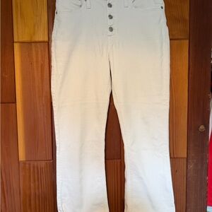 J. Crew White Button-Fly 10”Billie Demi Boot Cut Crop jeans